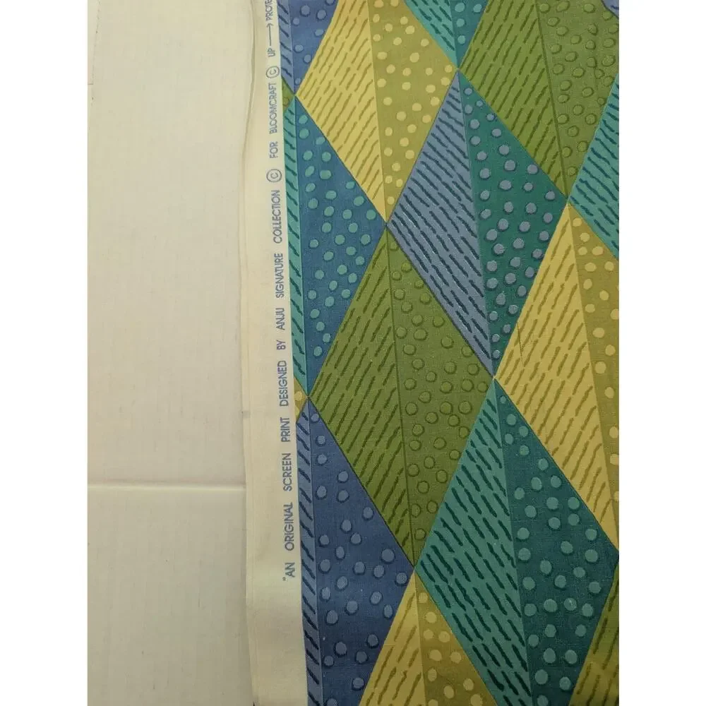 Bloomcraft Anju Signature Geometric Diamond Screen Print Fabric 2.75 yards